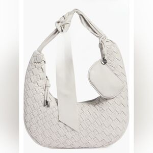 Steve Madden White Woven Hobo Bag